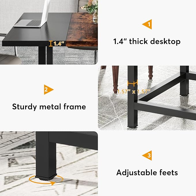 LITTLE TREE 6.5 Ft Conference Table, Modern Black Rectangle 78.74" L X 39.2" W X 29.52" H Wood Seminar Table for Office, Conference Room, 2 Separate Piece