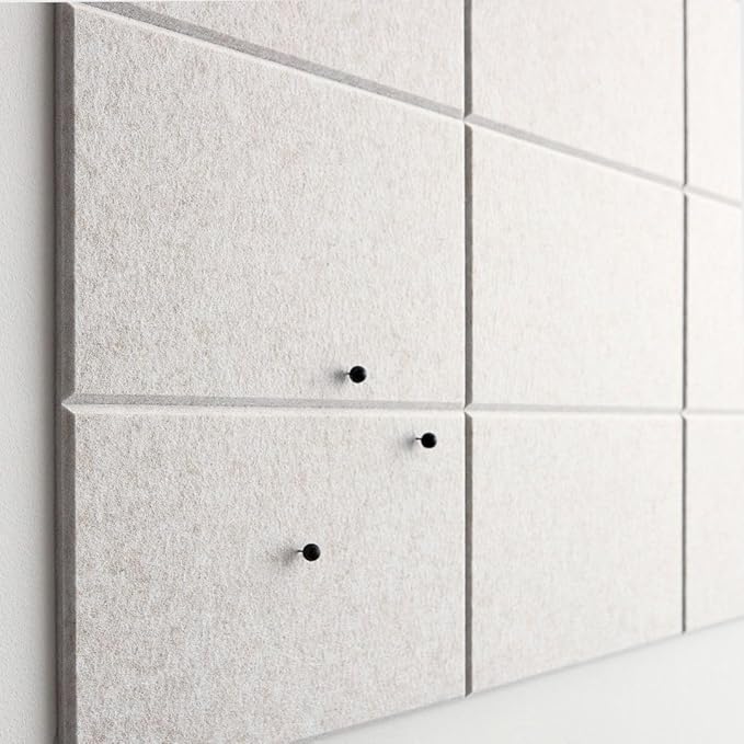 Large Cork Board for Office -Pack of 24- Black Felt Board Alternative - Felt Bulletin Board Tiles for Office Wall Decor, Push pin Board Wall Organizer for Office (Ivory Tan)