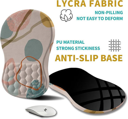 Hokafenle Ergonomic Mouse Pad Wrist Support, Wrist Rest Mousepad for Carpal Tunnel Pain Relief with Integrated Memory Foam Slope Massage Bulge (11.8x7.9 inch,Abstrac Art