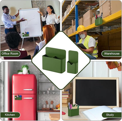 Magnetic Pen Holder,2 Pack Magnetic Dry Erase Marker Holder with Generous Compartments,Strong Magnet Storage Marker Pen Pencil Organizer for Refrigerator,Whiteboard,Locker Accessories