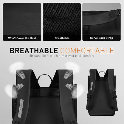 Roll Top Backpack -Lightweight, Water-Resistant, Expandable Casual Daypack for 13-16 Inch Laptop-Ideal for Work,City Commute,Campus -Adjustable Capacity 17-20L-Black