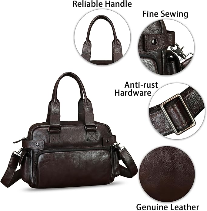 Genuine Leather Purses and Handbags for Men and Women Vintage Real Leather Messenger Bag Shoulder Briefcase Satchel Purse