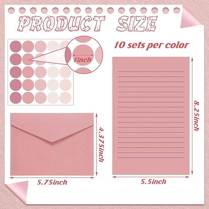 100 Pcs Stationery Lined Stationery Paper and Envelopes Set Includes 50 Letter Writing Paper and 50 Envelope for Office, 5.5 x 8.25 Inch(Dusty Rose)