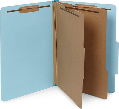 10 Blue Legal Size Classification Folders - 2 Divider 2 Inch Tyvek expansions - Durable 2 Prongs Designed to Organize Standard Law Client Files, Office Reports - Legal Size, 8 3/4 x 14 3/4, 10 Folders