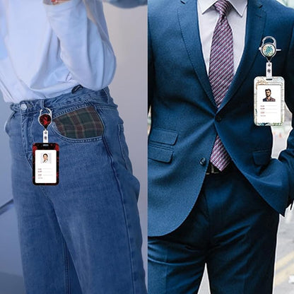 Red & Black ID Lanyard Badge Holder & Retractable Badge Reel Clip Horror Halloween Keychain Lanyard for Women Men Teens for ID Badges Cool Goth Key Lanyard ID Holder