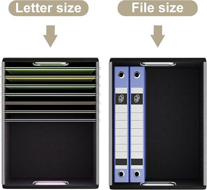 Huolewa Upgraded Portable Leather File Organizer Boxes with Lids, Office Document Boxes Organizer, Filing Boxes, Decorative Small File Boxes for Hanging Files with Plastic Slide for Office/Decor/Home