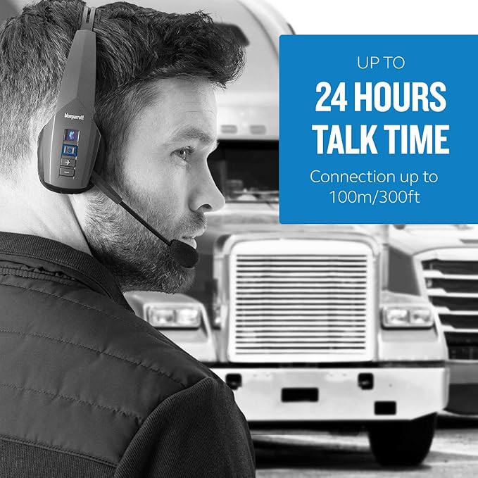 BlueParrott B350-XT Noise Cancelling Trucker Bluetooth Headset – Updated Design with Industry Leading Sound & Improved Comfort, Extended Wireless Range - Ideal for Anyone On-The-Go, Black