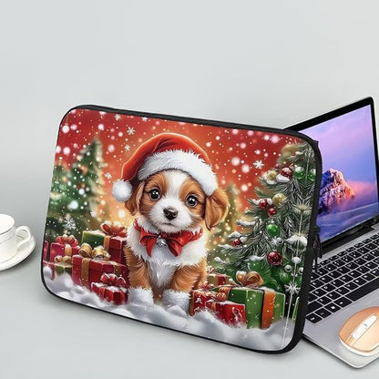 Christmas Dog Laptop Protective Sleeve for Women 17 inch Computer Sleeve Bag Lightweight Zippered Pouches Lap Top Case Suitable for Daily Use Travel School Office Organizers Bag
