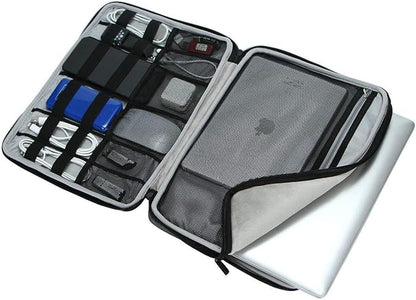 iCozzier 14 Inch Handle Laptop Briefcase Electronic Accessories Organizer Messenger Carrying Case Sleeve Protective Bag for 13.5-14.1 inch Laptop/Notebook/Ultrabook - Grey