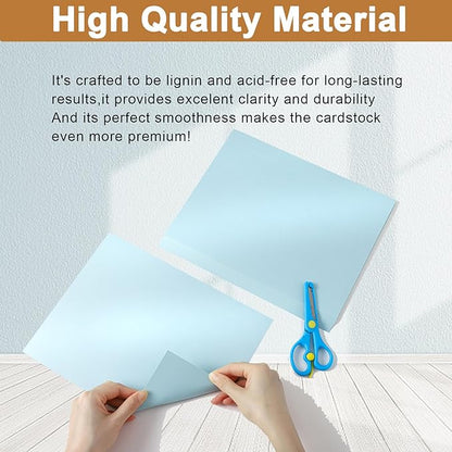 120 Sheets Light Blue Shimmer Cardstock 8.5 x 11 Certificate Paper, 250gsm/92lb Thick Craft Paper Light Blue Card Stock for DIY Cards Making, Greeting Cards, Wedding Invitations, Menus