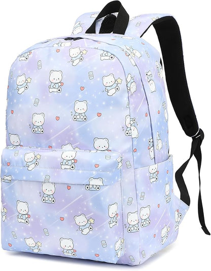 Bear School Backpack for Teens Girls, Womens College Bookbags Laptop Backpacks (Purple)