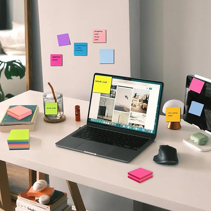 Sticky Notes, 18 Pads, 3 x 3 inches, Multi-Color, Self-Stick Pads, 56 Sheets/Pad, School Supplies and Office Products(A-18 Pads)