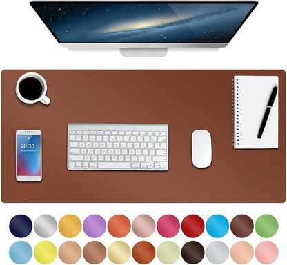 Boutilon Leather Desk Pad 30" x14",Non-Slip Mouse Pad,Office Desk Mat,Waterprooft PU Leather Desk Blotter,Desk Pad Protector,Desk Writing Pad for Home Office Decor (M-Brown)
