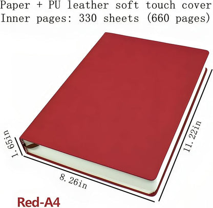 jooact Thick Sketchbook 660 Pages Notebook Soft Faux Leather Cover Journal 80GSM Paper Notepad Drawing Book Memo Writing Sketch Pad Diary Notebook