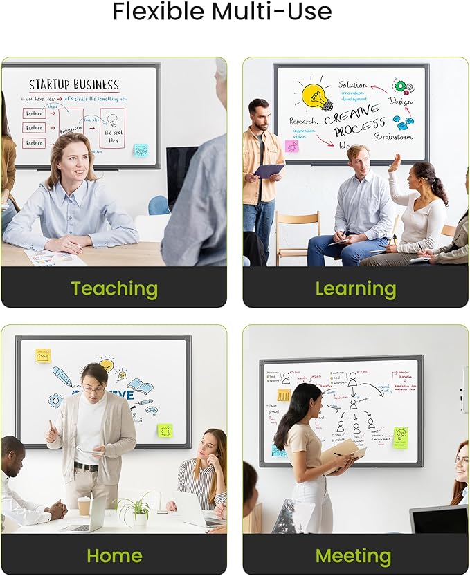 VUSIGN Magnetic White Board Dry Erase 36" x 24" with 1 Dry-Erase Eraser, 2 Multicolor Marker, 4 Magnetic Pins, Black Reinforced Aluminum Frame for Office, Home, School