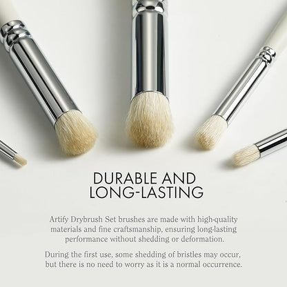 ARTIFY Drybrush Set with Dampening Pad and Brush Soap: 5 Sizes Professional-Grade Dry Brush for Effortless Miniature & Model Painting - Hobby Paint Brushes for Tabletop & Wargames Miniatures