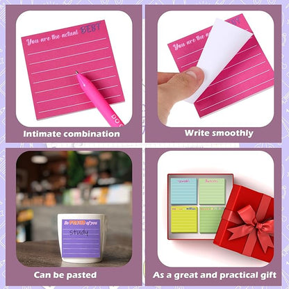 Yinder 24 Pcs Inspirational Sticky Notes with Lines Cute Motivational Sticky Notes Pad Employee Appreciation Gifts Bulk for Teacher Nurse Coworkers Office Supplies 3 x 3''(Dark Color,Appreciation)