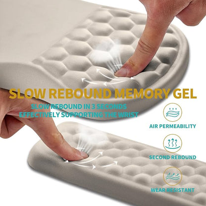 Hokafenle 2 in 1 Ergonomic Mouse Pad Wrist Support & Wrist Rest for Computer Keyboard Set, with Relieve Carpal Tunnel Pain Massage Bulge and Full Memory Gel Design (2In1 Set, Apricot)