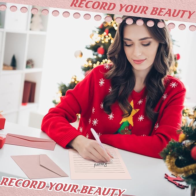 100 Pcs Stationery Lined Stationery Paper and Envelopes Set Includes 50 Letter Writing Paper and 50 Envelope for Office, 5.5 x 8.25 Inch(Dusty Rose)