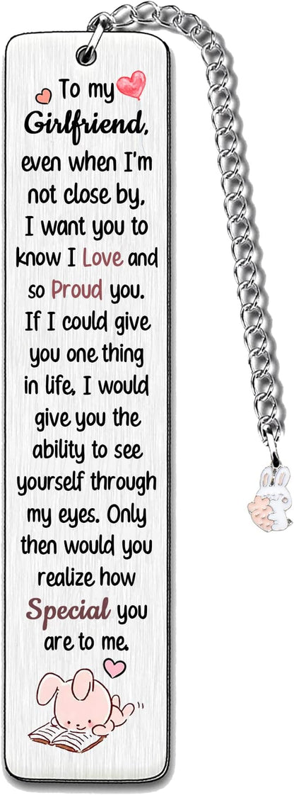 Girlfriend Bookmarks Birthday Gift Woman Christmas Encourage Bookmark Valentines Day Distance Miss You Rabbit Present Appreciate Engagement Love Reminder Keepsakes Sweet I Love Proud of You for Her