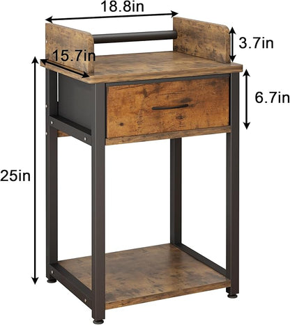 TigerDad Printer Stand with Storage Drawer, Multifunctional Desk Organizer for Fax Machine Scanner Files Utility Carts for Office Supplies, File Cabinet, Space Saving Design for Home Office