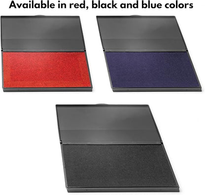 Ink Pad for Rubber Stamps, Stamp Pad for Clear Impression Stamping, Quality Felt Pad Black Ink, Red Ink, Blue Ink (Black, L (3.5 * 6.3))
