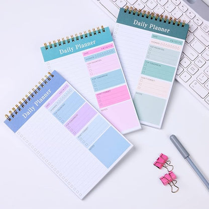 Set of 3 To Do List Notepad, 52 Sheets Undated Daily Planner 2024, 5.2"x7.8" To Do List Notebook, Daily Checklist for School/Office Supplies