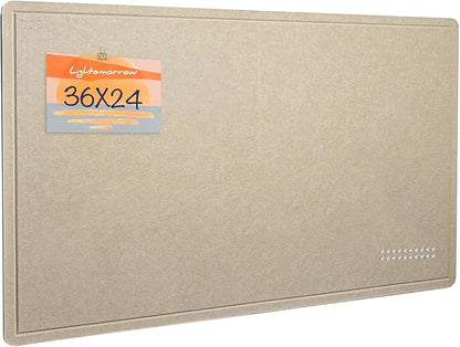 Bulletin Board, 36 x 24 inches Felt Board - Decorative Pin Board, Cork Board Alternative for Wall, 3' x 2' Foldable Picture Board Self-Adhesive Vision Board Prayer Board with 20 Pushpins - Beige Brown