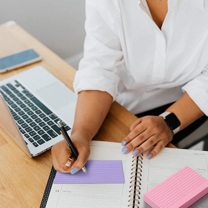 Bignc 600 Sheets Index Cards Colored, 3 X 5 Inch Ruled Color Note Cards for School, Home & Office, Multi Colors Flashcards, Colorful Notecards,Pink Index Card Ruled, Purple Lined Flash Cards