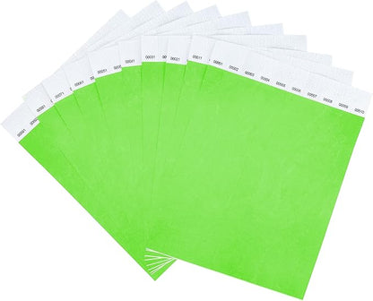 100 Pcs Wristbands, 1-100 Consecutive Numbers Waterproof Tearproof and Printable Wrist Straps Admission Bracelets Tickets (Neon Green)
