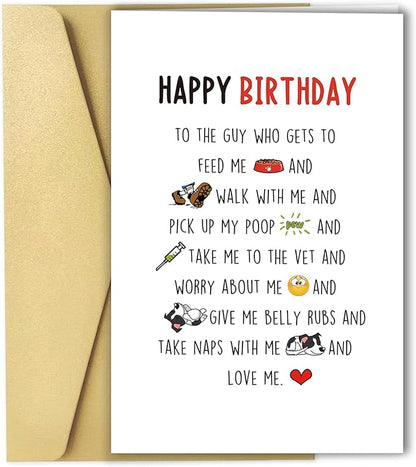 Ziwenhu Dog Dad Birthday Card, 8 x 5.3 inches, Recycled 300gsm Linen Cardstock, Blank Inside