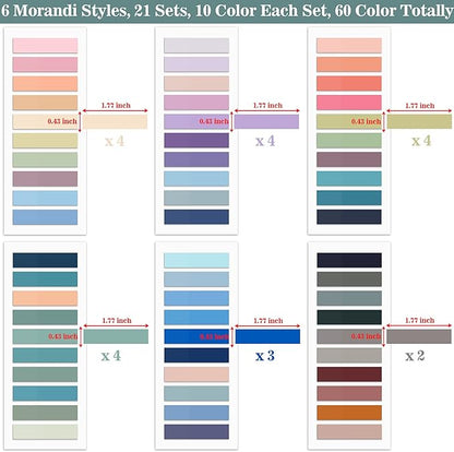 SIQUK 4200 Pieces Sticky Tabs for Annotating Books Tabs Morandi Sticky Flags Clear Transparent Page Markers Strip Page Flags Colored Tabs Writable and Repositionable Book Annotation Tabs