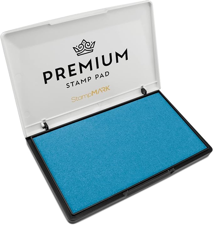 Premium Stamp Pad Large Size 3.5" x 6" - for Traditional Rubber Stamps - Felt Pad Light Blue Color