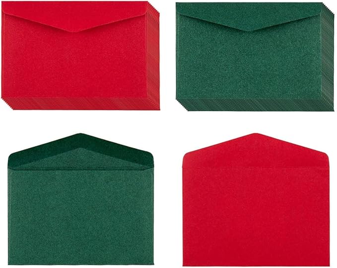 120 Pack Mini Envelopes Christmas Red and Green Envelopes Self-Adhesive Kraft Paper Tiny Pockets for Holiday Small Gift Cards Invitations Business Notes(4.13"×2.76") (Green and Red)