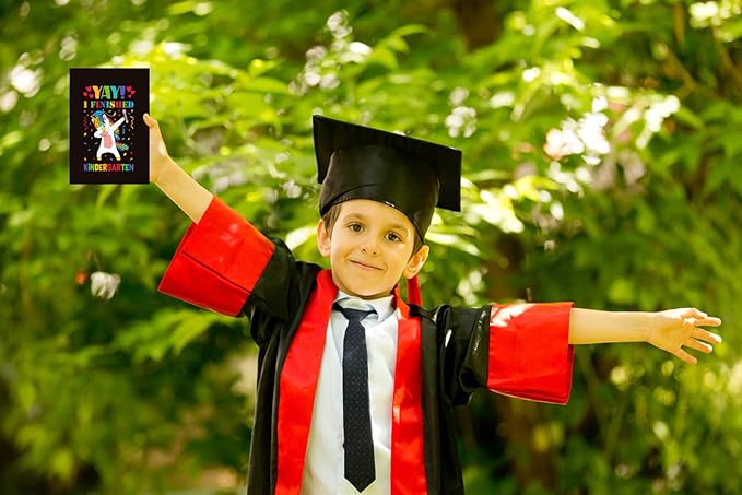 FaCraft Kindergarten Graduation Card, Unicorn Yay I Finished Kindergarten Greeting Cards Class of 2025 Kindergarten Graduation Gift Cards with Envelope for Kids Boy Girl Kindergarten Graduates