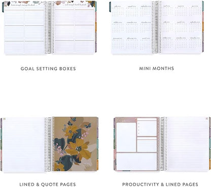 Erin Condren 12-Month Spiral Life Planner (Jan 2025 - Dec 2025) | 7x9 Weekly Planner with Monthly Calendars | Canvas Asterisk Covers, Bold Blooms Interior, Vertical Layout, Platinum Coil