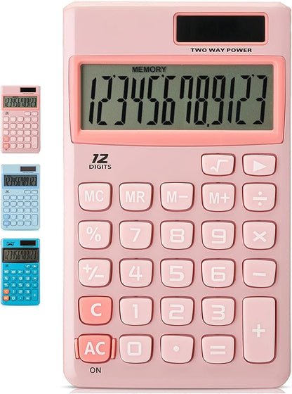 Mr. Pen- Standard Function Calculator, 12 Digits, Small Calculator, Light Pink Solar Calculator, Pocket Calculator, Simple Calculator, Basic Office Calculators, Solar Handheld Calculator