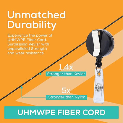 Will Well Badge Holders with Belt Clips for Securing onto Pockets and Purse Straps, with Retractable 27.5" UHMWPE Fiber Pull Cords, Strong Build with Fun Designs - 2-Pack, Cheetah Print