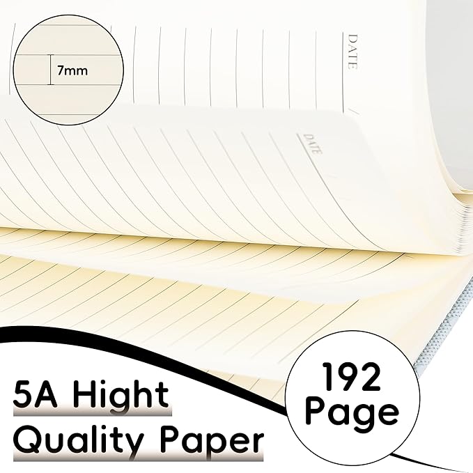 Lined Journal Notebook for Women Men, 192 Pages 100 GSM Thick Paper, Hardcover | Embossed Leather Journals for Writing, A5 College Ruled | Business, Work & School, 5.8"×8.5"(Blue)