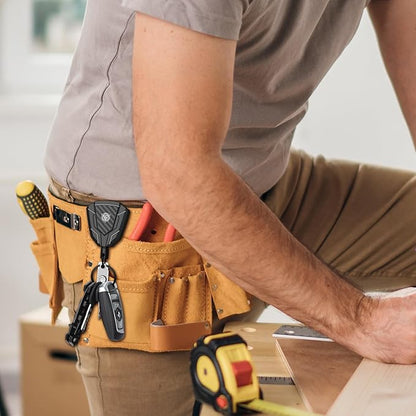 Oaridey Heavy Duty Retractable Keychain with Belt Clip, Retractable Badge Holders with Carbon Fiber Front, Badge Reels Retractable with Key Ring and 31.8” Steel Cord, 9oz Rebound - 2 Pack