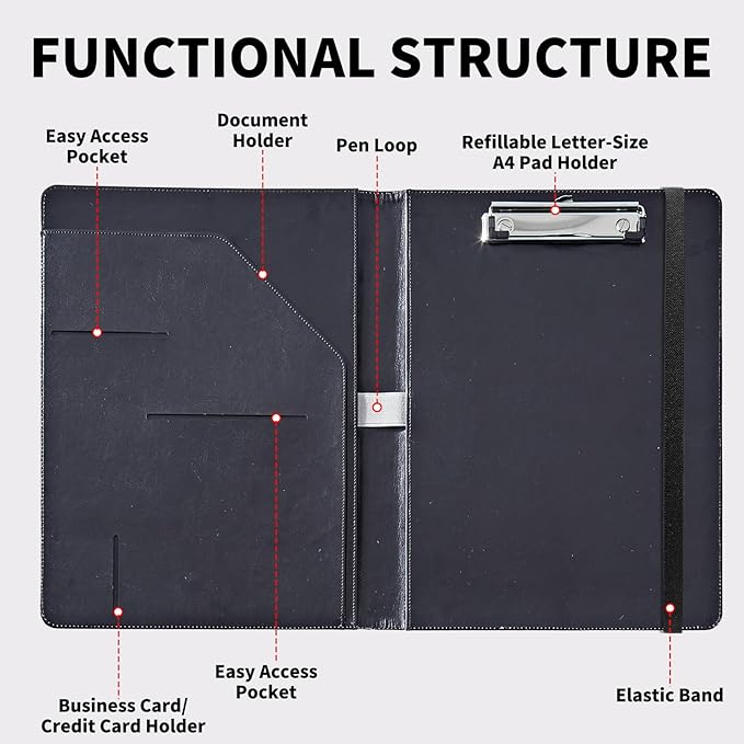 Padfolio Folder with Clipboard,Portfolios Organizer Clipboards with Storage Clipboard Writing Pad PU Leather Conference Document Organizer with Business Card Holder,African Black Woman