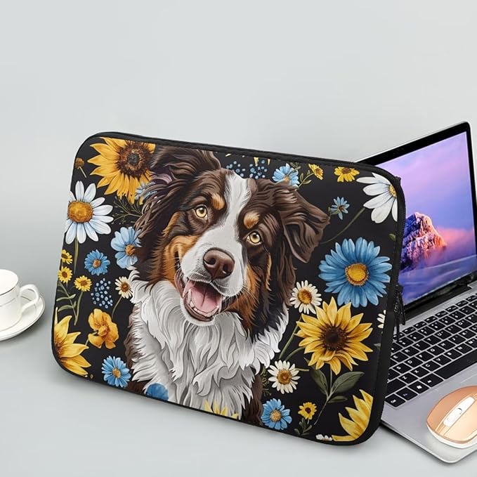 Bernese Mountain Dog Printed Computer Bags for Laptops, Sunflower Daisy Printed 13 Inch Laptop Bag Laptop Briefcase Travel Case for Women Men Teens, Compatible with Most Laptops