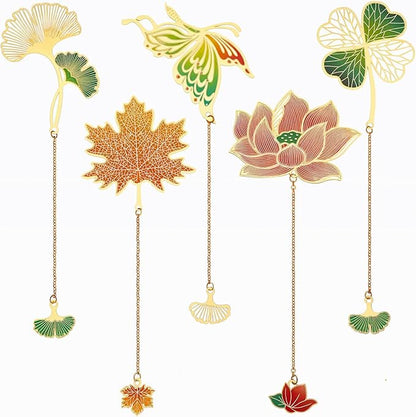 5 Pack Metal Bookmarks for Reading Women, Book Lover Gifts Stocking Stuffers for Women, Colorful Bookmark for Book Lovers, Fancy Unique Cute Plant Bookmark, Gifts for Book Lovers, Writers, Readers