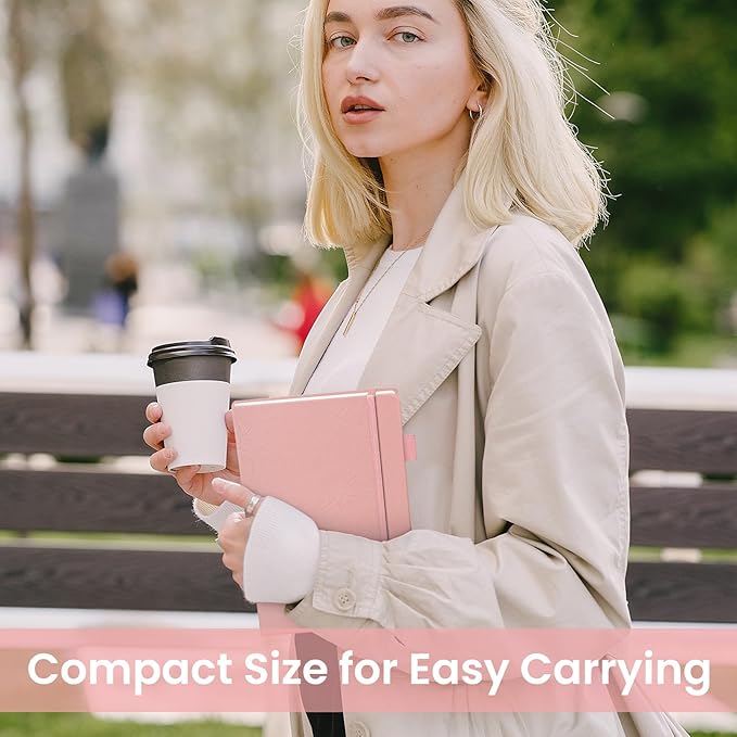 Lined Journal Notebook for Women & Men, Hardcover Leather Journal for writing, A5 College Ruled Notebook for Work & Note Taking, Perfect for Office School Home Supplies, 160 Pages, Pink