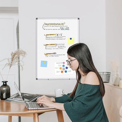 WALGLASS Large Whiteboard, 48" x 36" Double-Sided Large Dry Erase White Board for Wall, Hanging Whiteboard with Silver Aluminium Frame for Home, School, Office, Kitchen