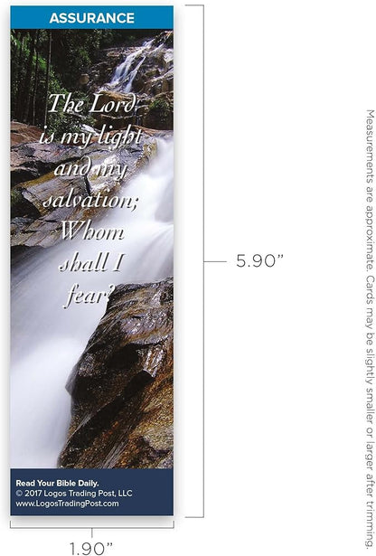 Christian Bookmark with Bible Verse, Pack of 25, Assurance Themed, The Lord is My Light and My Salvation Bookmarks, Psalm 27:1-3