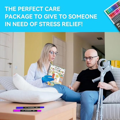 Adult Coloring Book, 40 Sheet Stress Relief Coloring Books for Adults Relaxation,Spiral Bound Single-Sided Pages,Arts and Crafts for Women Man，Unique 16-Gallery Multi-Pattern Design with 36 Markers