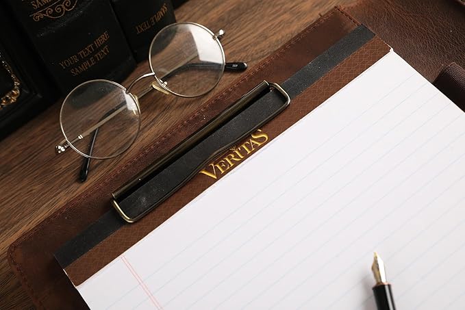 Personalized Leather Portfolio for Lefty, Engraved Leather Clipboard Portfolio Binder, Custom Leather Padfolio Leather Legal Portfolio, Christmas Gift for Him/Her (Clipboard, Khaki-Custom)