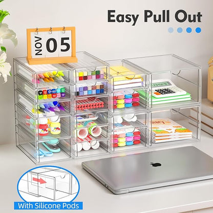 Acrylic Makeup Organizer with 6 Drawers, Bathroom Counter Organizer, Acrylic Organizers, Desk Organizer, Office Supplies, Storage Drawers for Cosmetic, Pencil, Coffee, etc