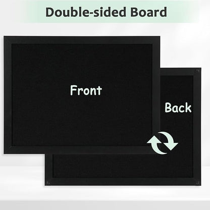 DOLLAR BOSS Black Cork Board with Linen Double-Sided 16''X 12'', Black Cork Boards for Walls, Wood Frame Bulletin Board Hanging Pin Board, Cork Board for Office Home School 1-Pack